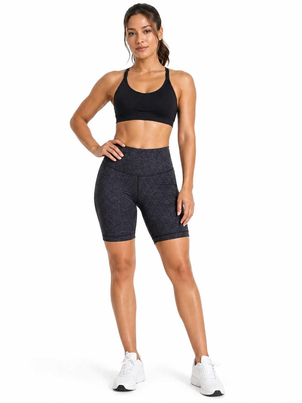 Lululemon High-Waist Black Heather Bike Shorts for Women